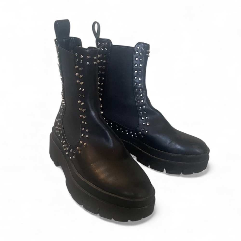 Zara Black Studded Ankle Boots